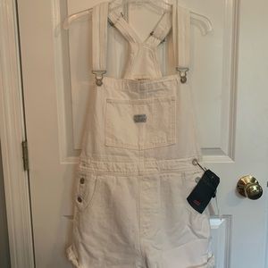 LEVIS White denim short overalls